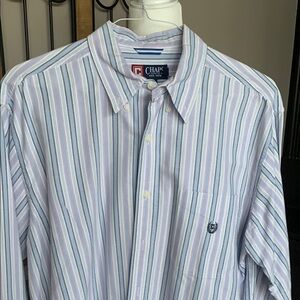 Chaps Casual Button Down Shirt Blue and Pink